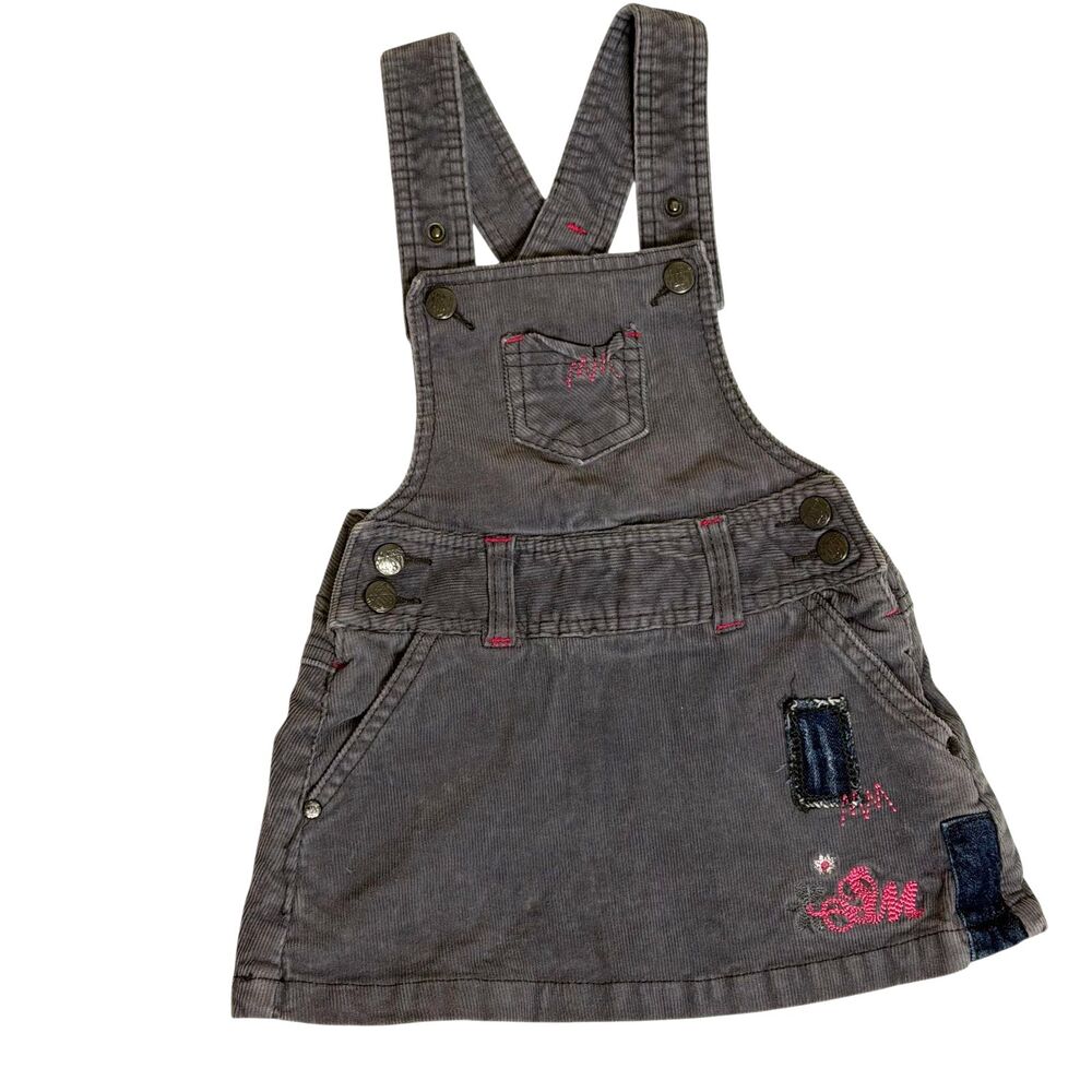 Souris Mini Corduroy Overall Dress Embroidered Gray 2 Ans Us 6 9 Month